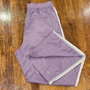 Sm 4-6 Nike Purple Windbreaker Pants Lightweight Blue/White Stripe Zip Ankle